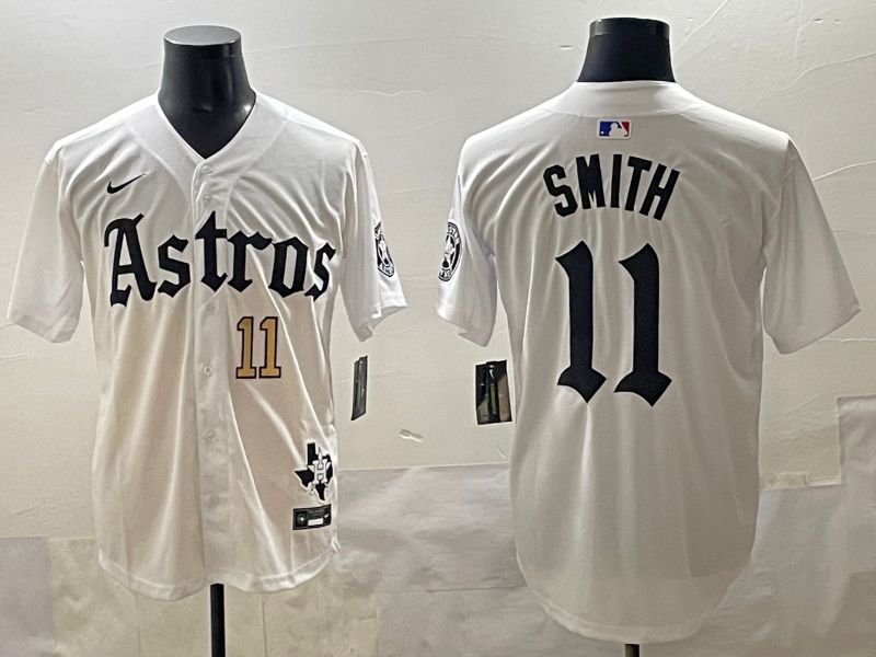 Men 2025 Houston Astros #11 Smith White Five generations Joint Name Nike MLB Jersey style 32